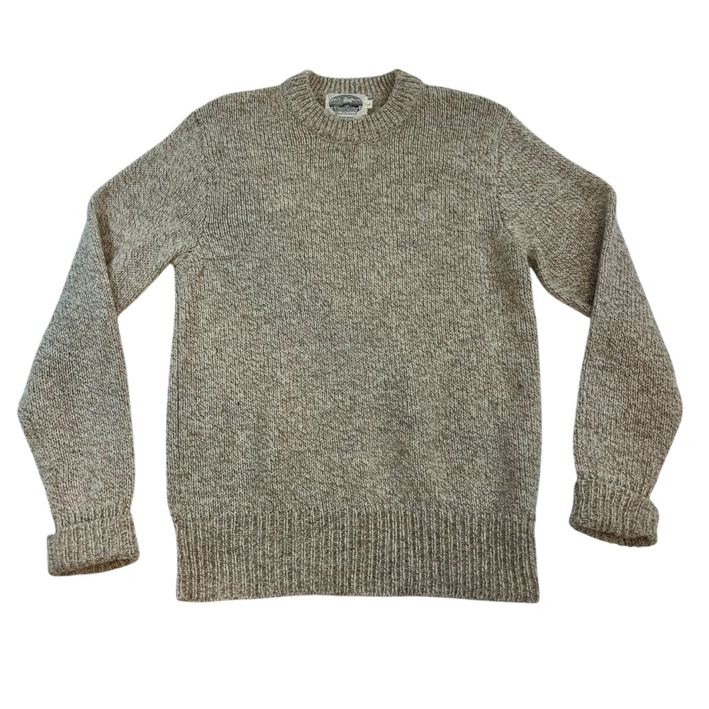 Vtg Britches Great Outdoors Sweater Mens Large Oatmeal Wool Nylon Crew Neck